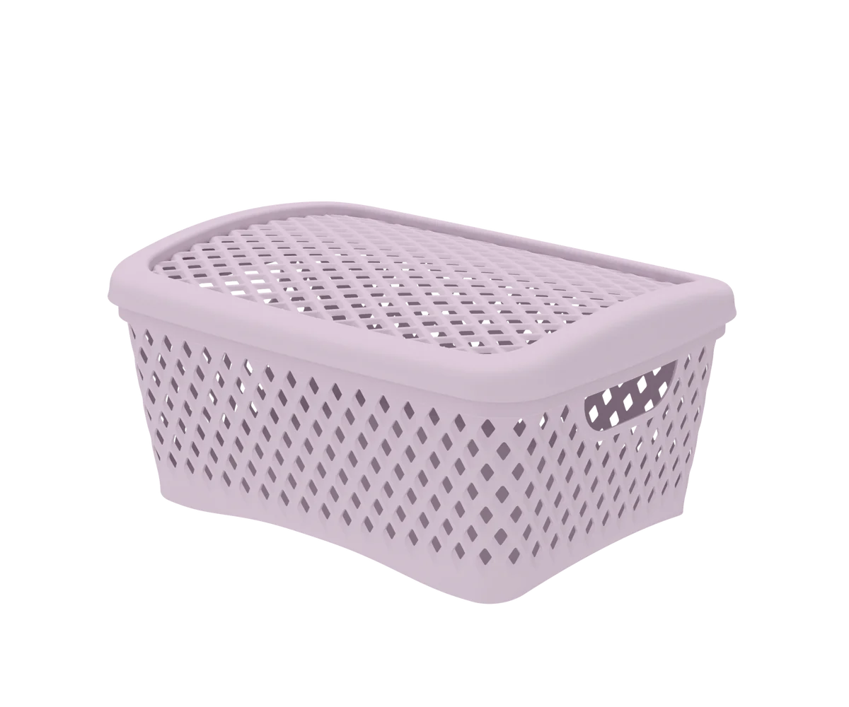 Альт-платс Корзинка с крышкой Ромбики S (255×190×120мм) (пепел розы) АП 456