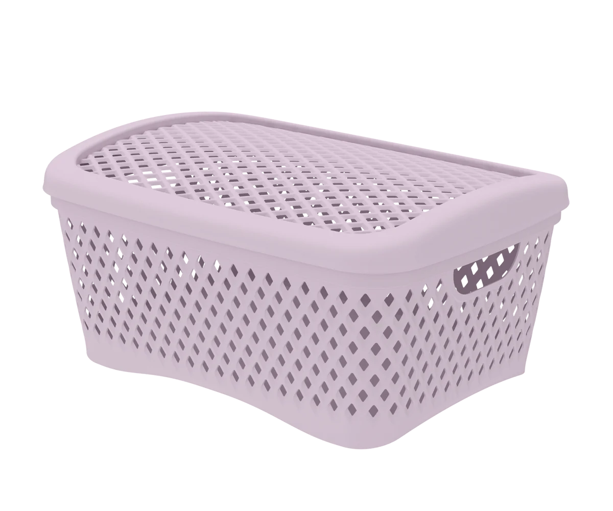 Альт-платс Корзинка с крышкой Ромбики M (295×220×140мм) (пепел розы) АП 458