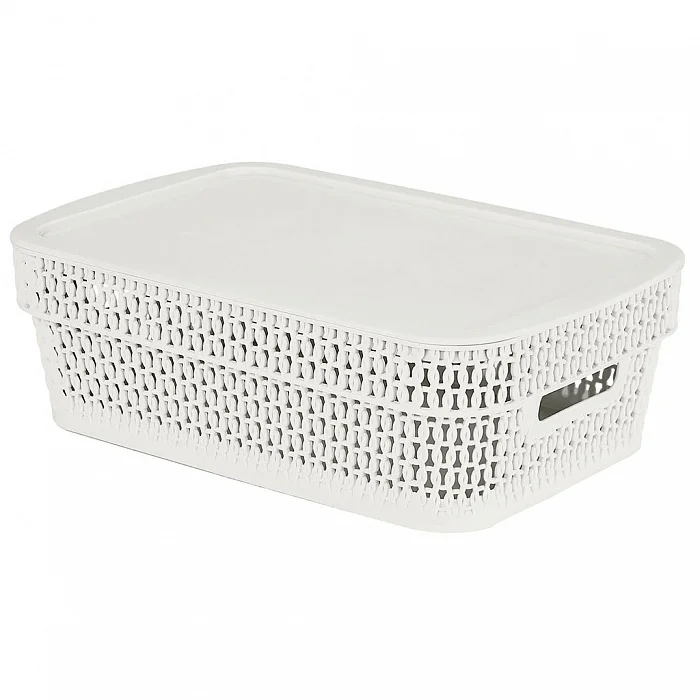 Delta Корзина для хранения Keeplex Ajur с крышкой 3 л, 28,1×18,5×8,9 см KL411111048 белое облако