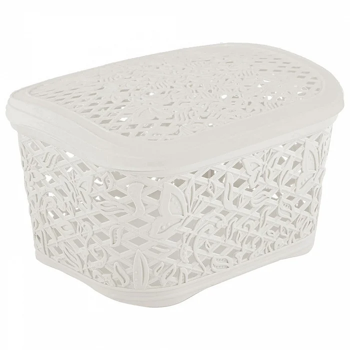 Delta Корзинка для хранения Keeplex Fiori с крышкой 1 л, 16,9×12,7×10 см KL401911048 белое облако