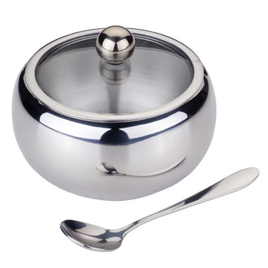 Kamille Сахарница 460 мл. из нержавеющей стали KM-7002 с ложечкой и крышкой