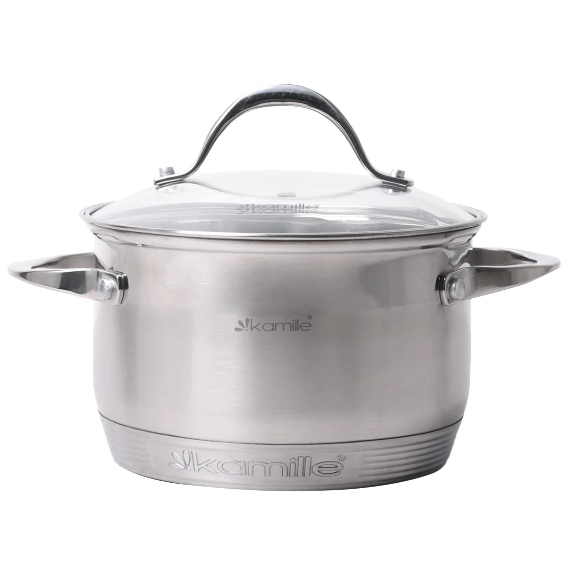 Kamille Кастрюля 2,1 л. из нержавеющей стали с крышкой KM-4717S (d16х10,5 см) с 7-слойным дном