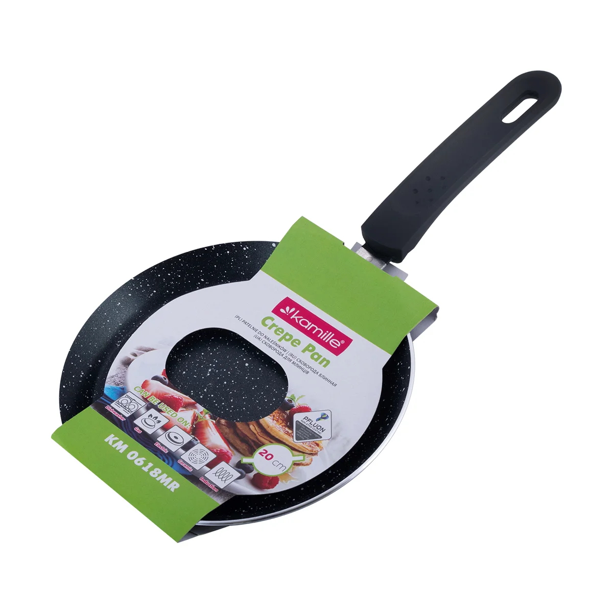 Kamille Сковорода блинная 20 см. из алюминия KM-0618MR (индукция) с мраморным покрытием