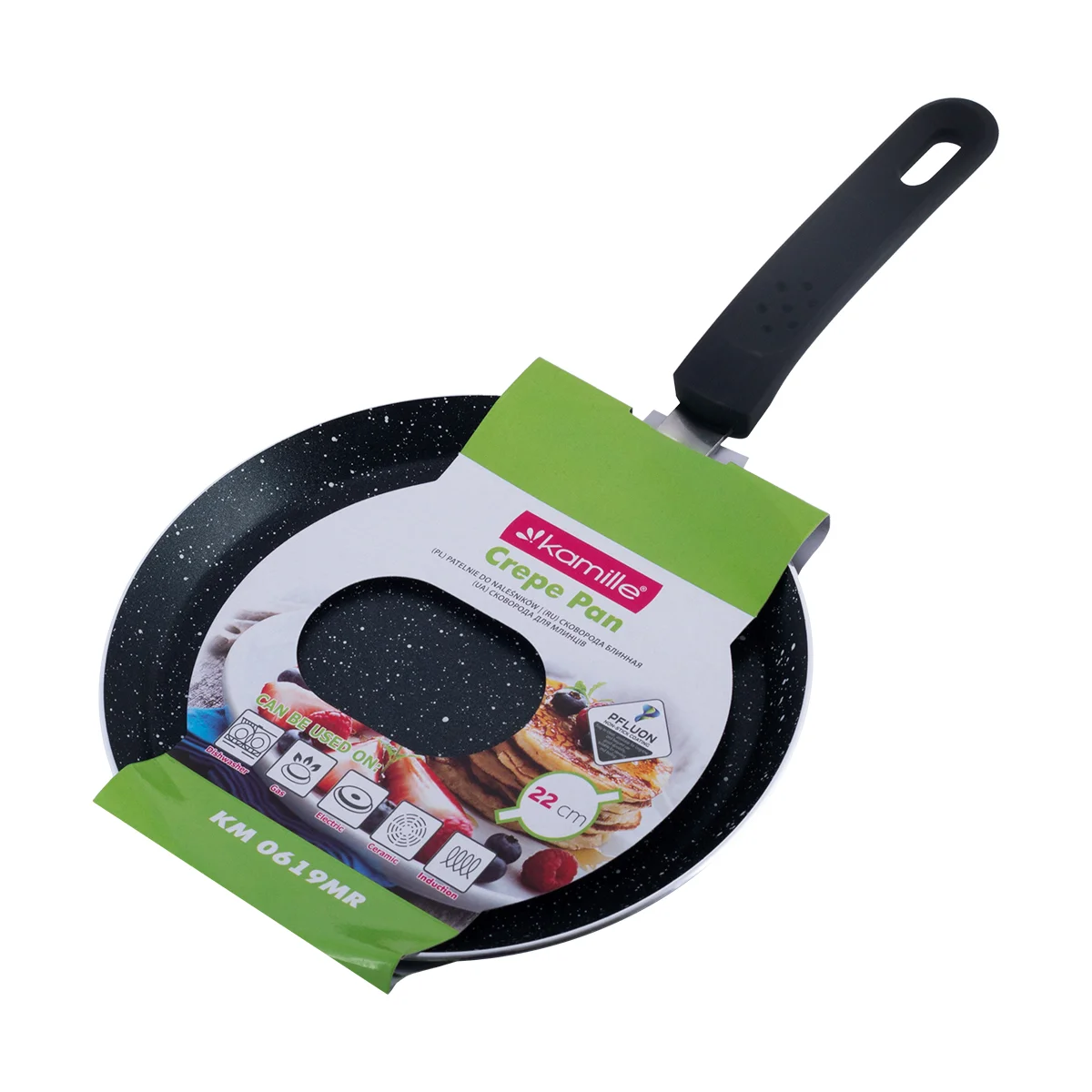 Kamille Сковорода блинная 22 см. из алюминия KM-0619MR (индукция) с мраморным покрытием