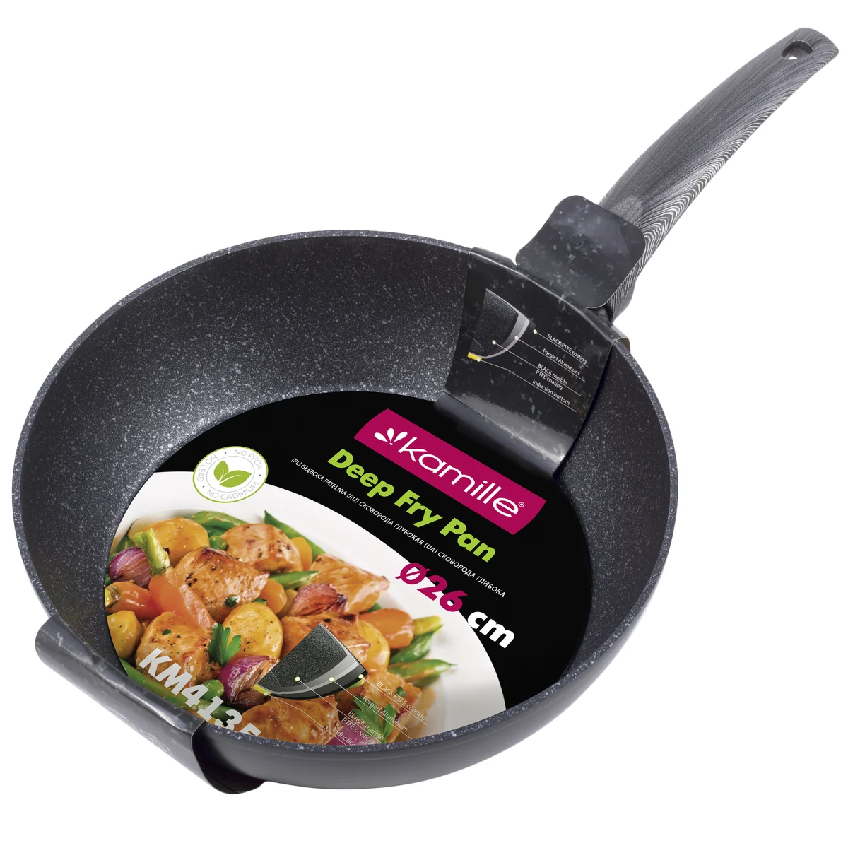 Kamille Сотейник 26 см. из кованного алюминия KM-4135 с мраморным покрытием