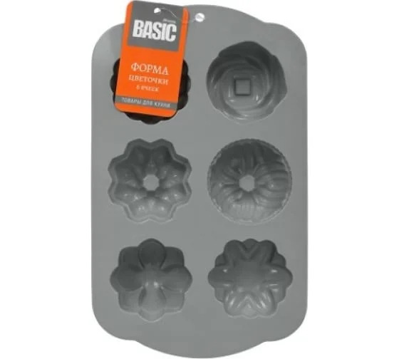 MARMITON Силиконовая форма Basic цветочки, 6 ячеек, 29x17,5x3,5 см 500 17407