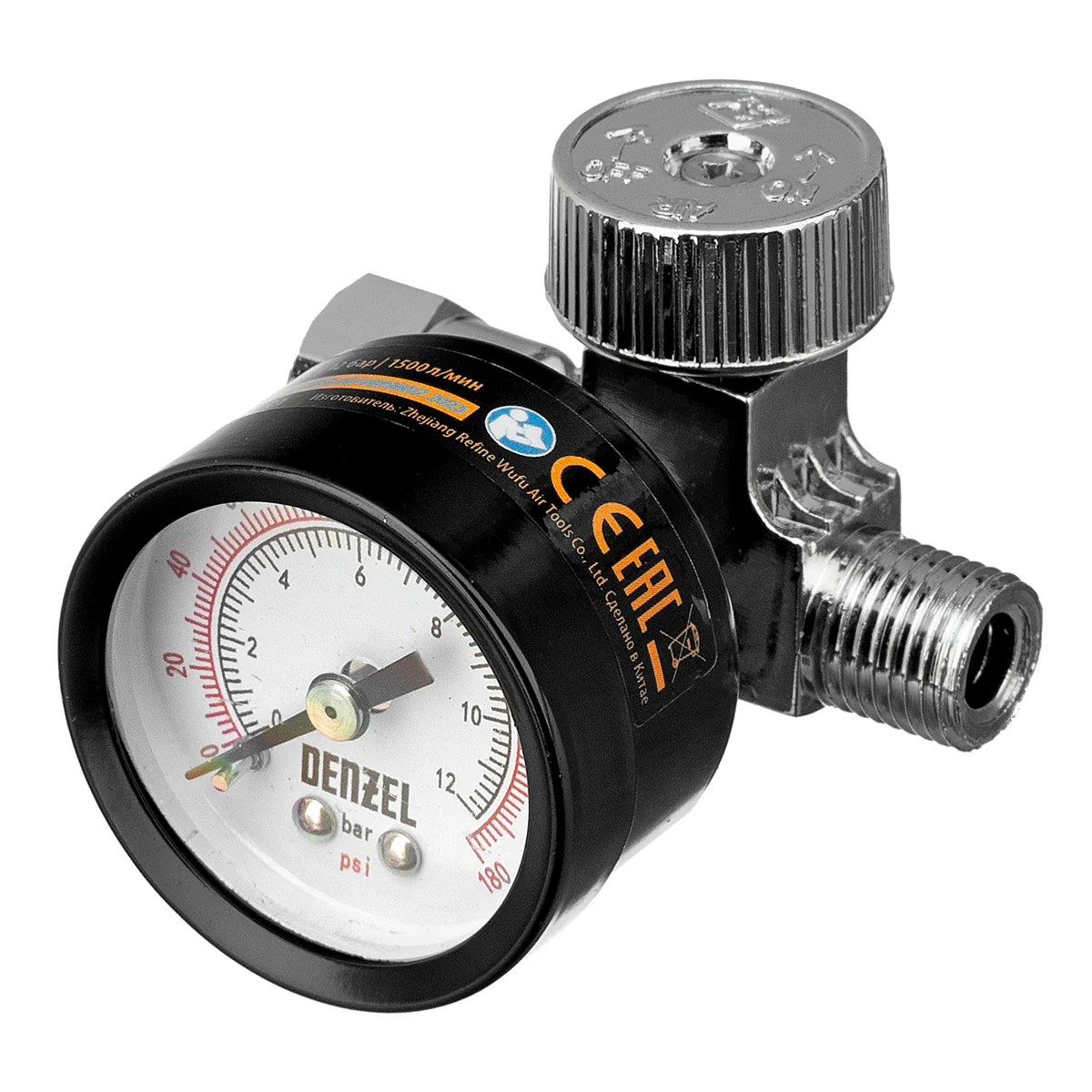 Denzel Регулятор давления с манометром для краскораспылителя K1500, 12 бар, 1/4 57001