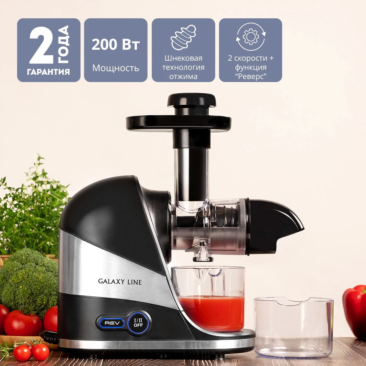 GALAXY Соковыжималка шнековая LINE GL0817