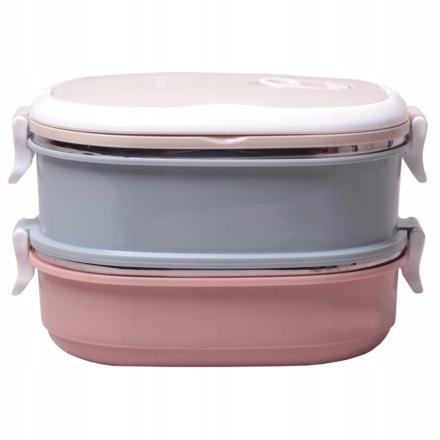 Kamille Ланч бокс двойной 1400 мл. КМ 2125 (пластик, нержавеющая сталь)