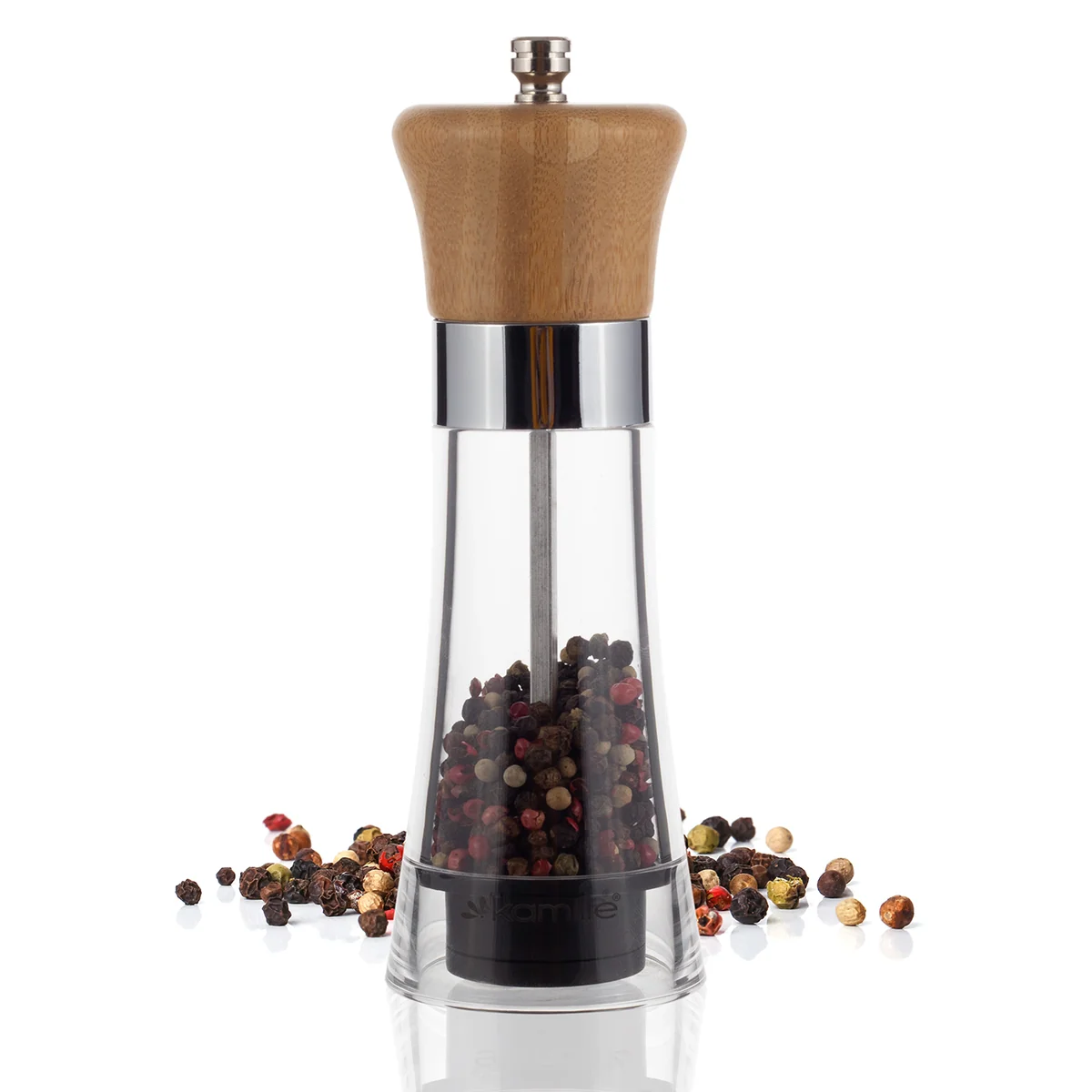 Kamille Мельница для специй КМ-7064 из стекла и бамбука