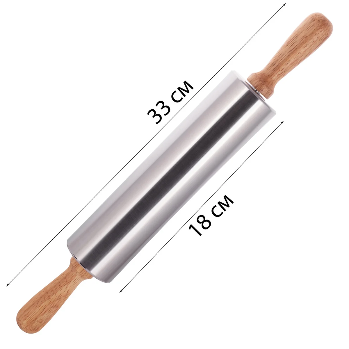 Kamille Скалка 33 см. из нержавеющей стали KM-7819 для раскатки теста и мастики