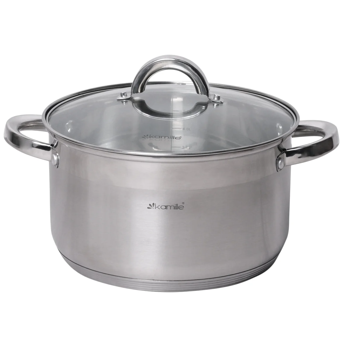 Kamille Кастрюля 6,5 л. из нержавеющей стали с крышкой KM-5624S