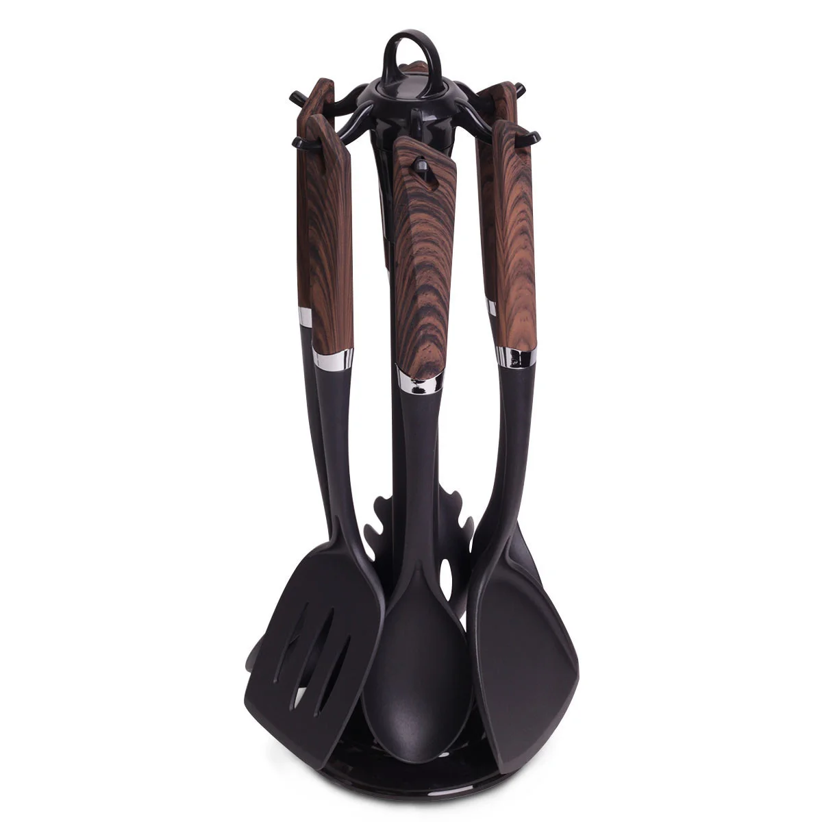 Kamille Набор кухонных принадлежностей 7 предметов КМ-5030А нейлоновые с ручками под дерево на подставке