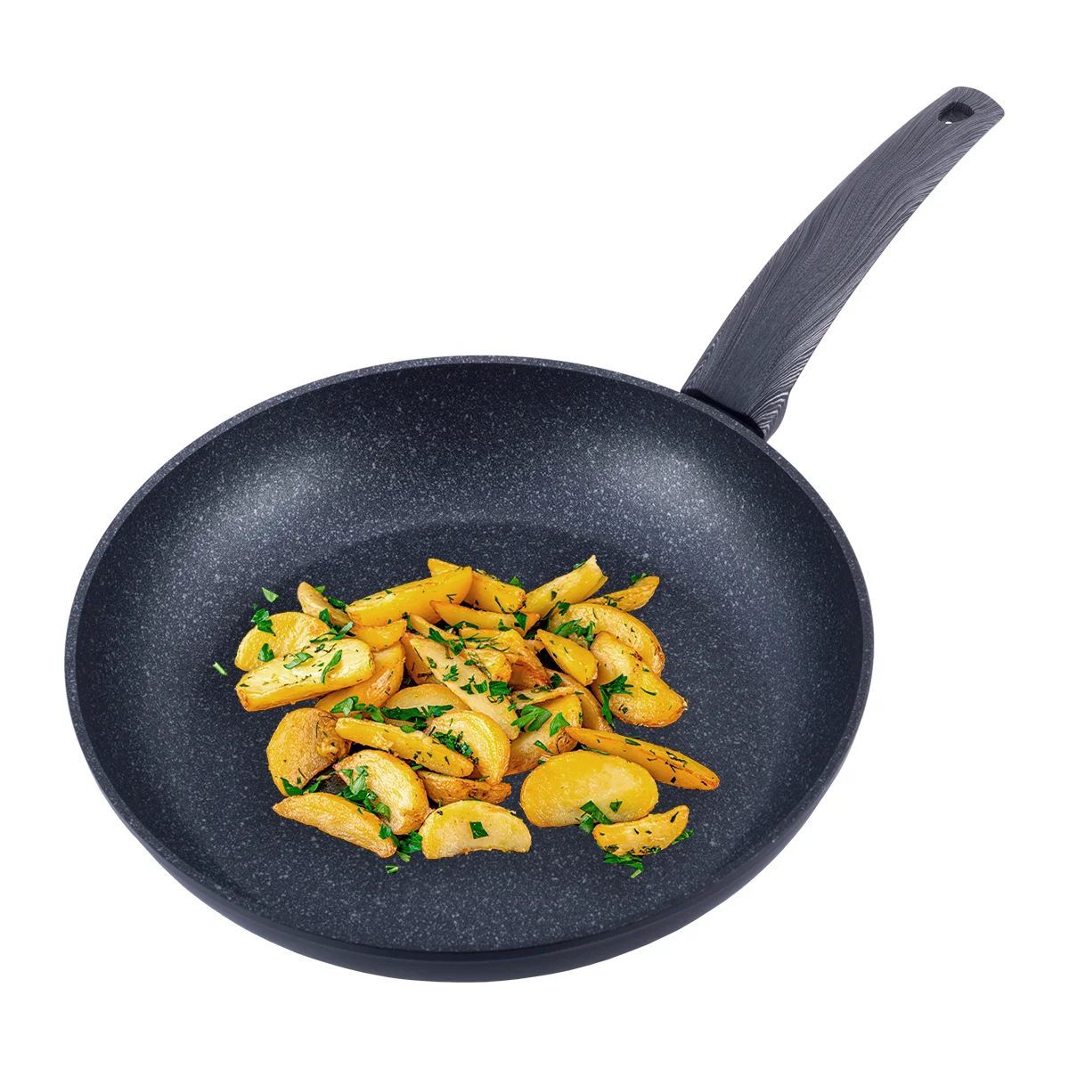 Kamille Сковорода 28 см. из кованного алюминия KM-4123 с антипригарным покрытием PTFE чёрный мрамор