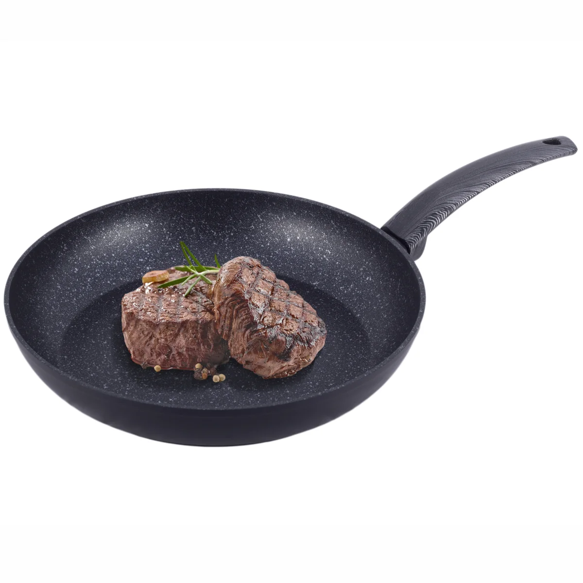 Kamille Сковорода 30 см. из кованного алюминия KM-4133 с антипригарным покрытием PTFE чёрный мрамор