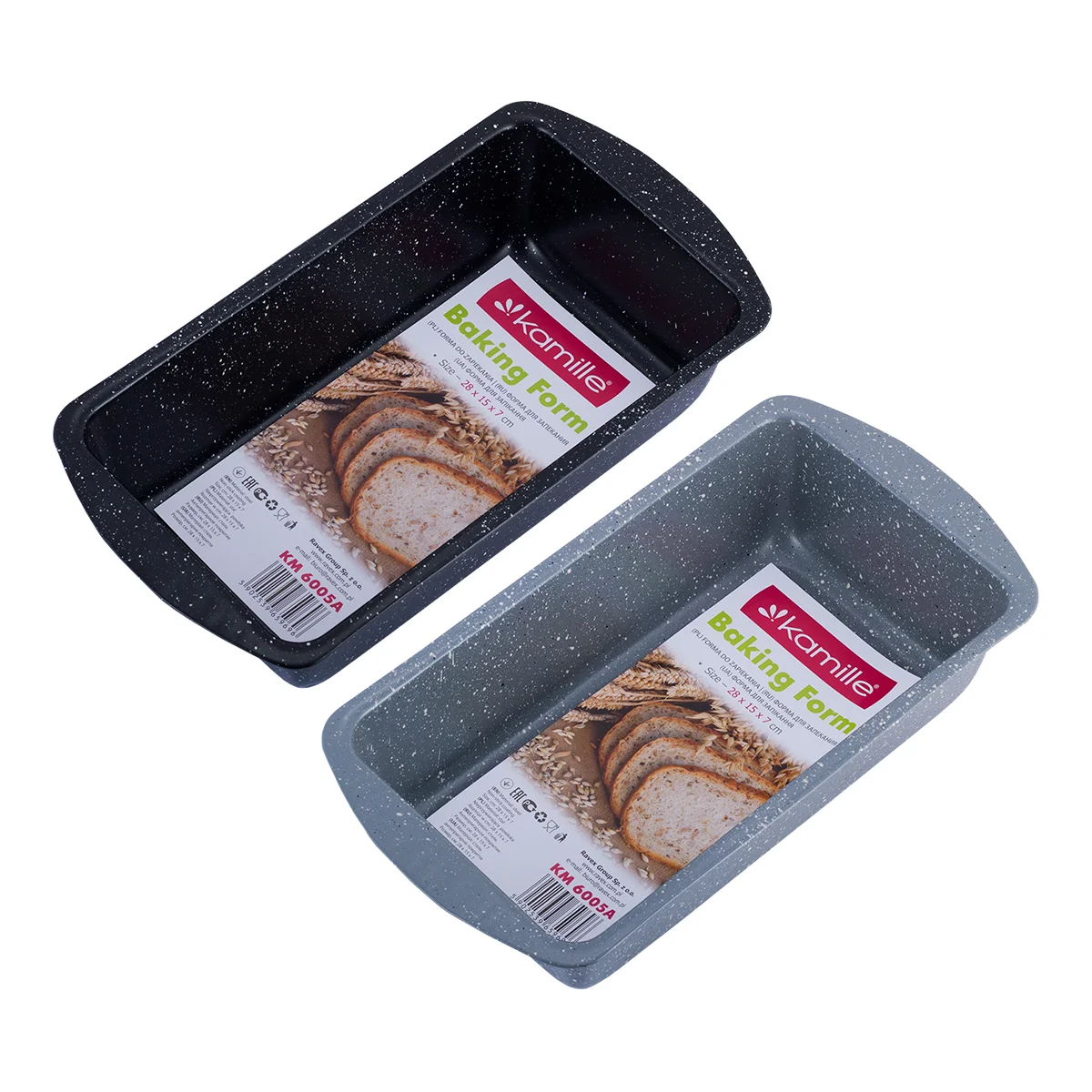 Kamille Форма для запекания KM 6005A (28х15х6,8 см) из углеродистой стали с мраморным покрытием