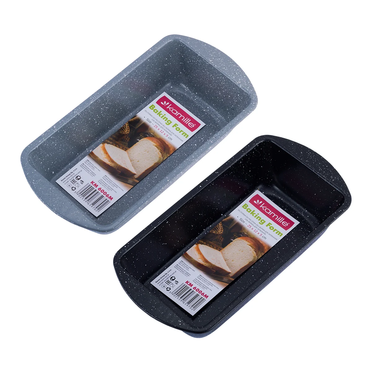 Kamille Форма для запекания KM 6006M из углеродистой стали с мраморным покрытием 25,5х13х5,8 см.