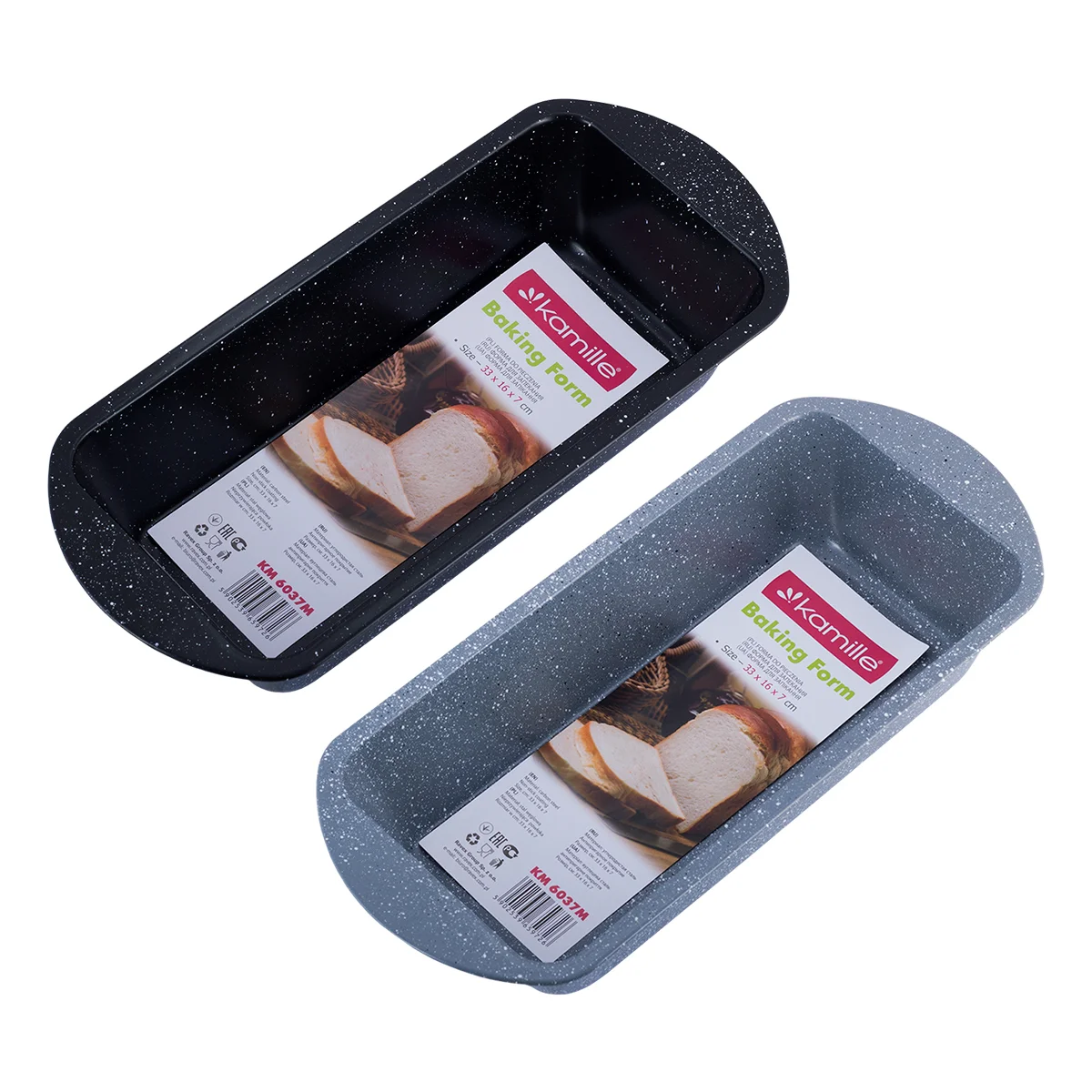 Kamille Форма для запекания 35х16х7,5 см. KM-6037M из углеродистой стали с мраморным покрытием