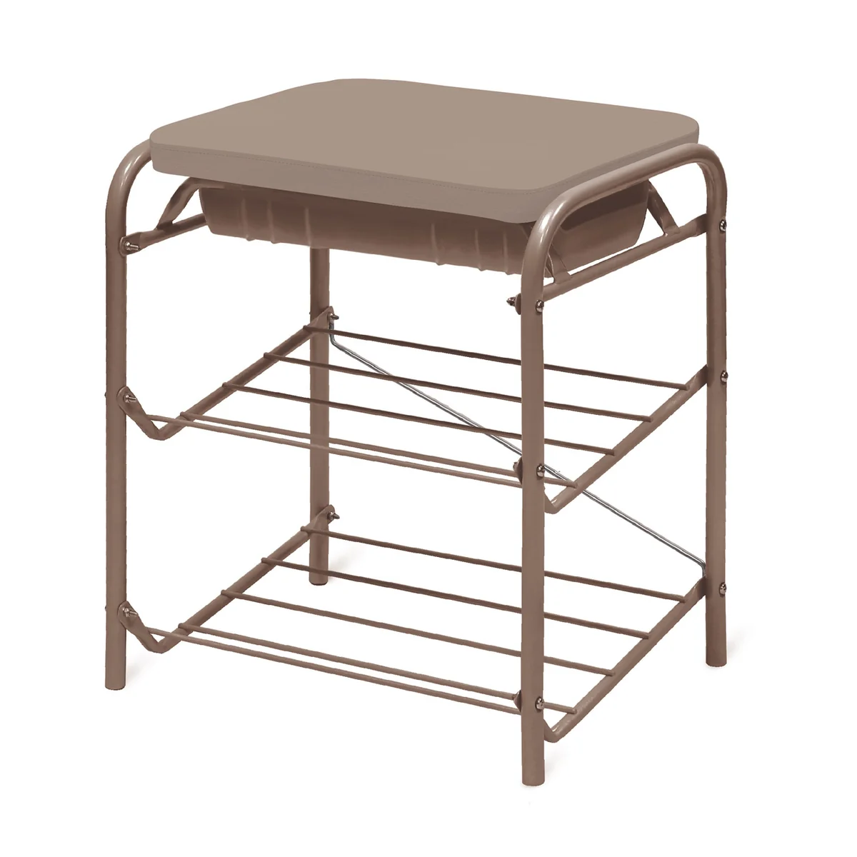 НИКАБанкетка с мягким сиденьем и двумя полками для обуви БП1-1/К коричневый/коричневый