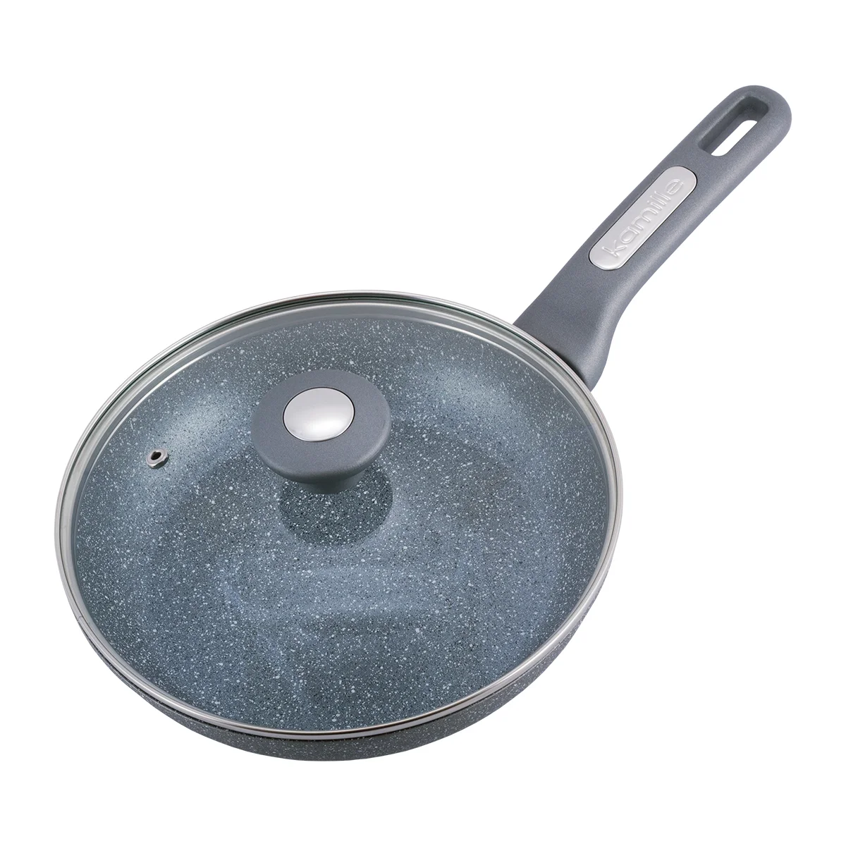 Kamille Сковорода 22 см. из алюминия с крышкой KM-4270GR с мраморным покрытием