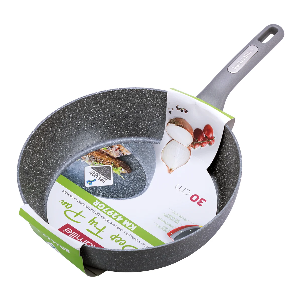 Kamille Сотейник 30 см. из кованного алюминия KM-4297GR с мраморным покрытием