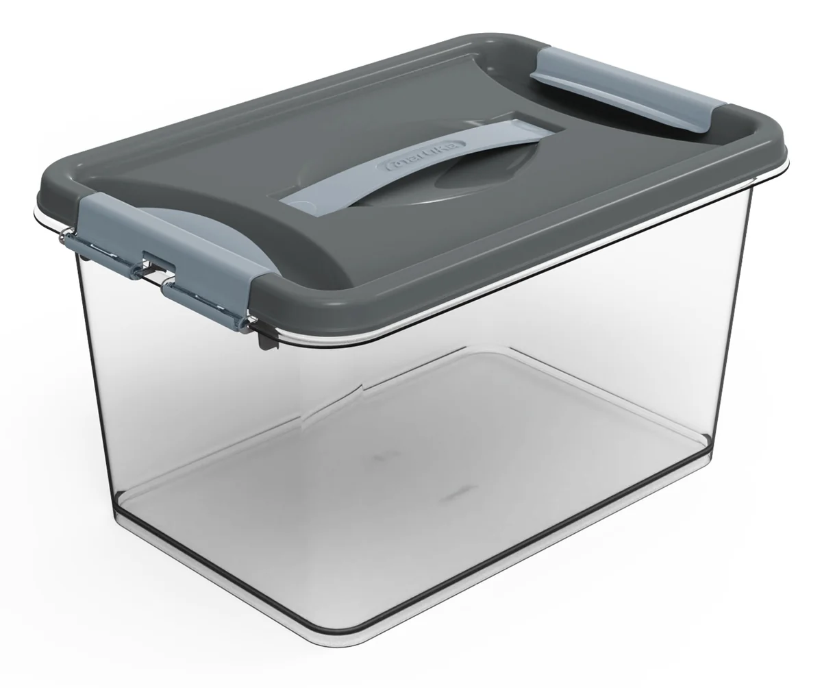 МАРТИКА Контейнер 8л КЛИК ТЕМНО СЕРЫЙ с ЗАЩЕЛКАМИ и РУЧКОЙ С273ТСЕР