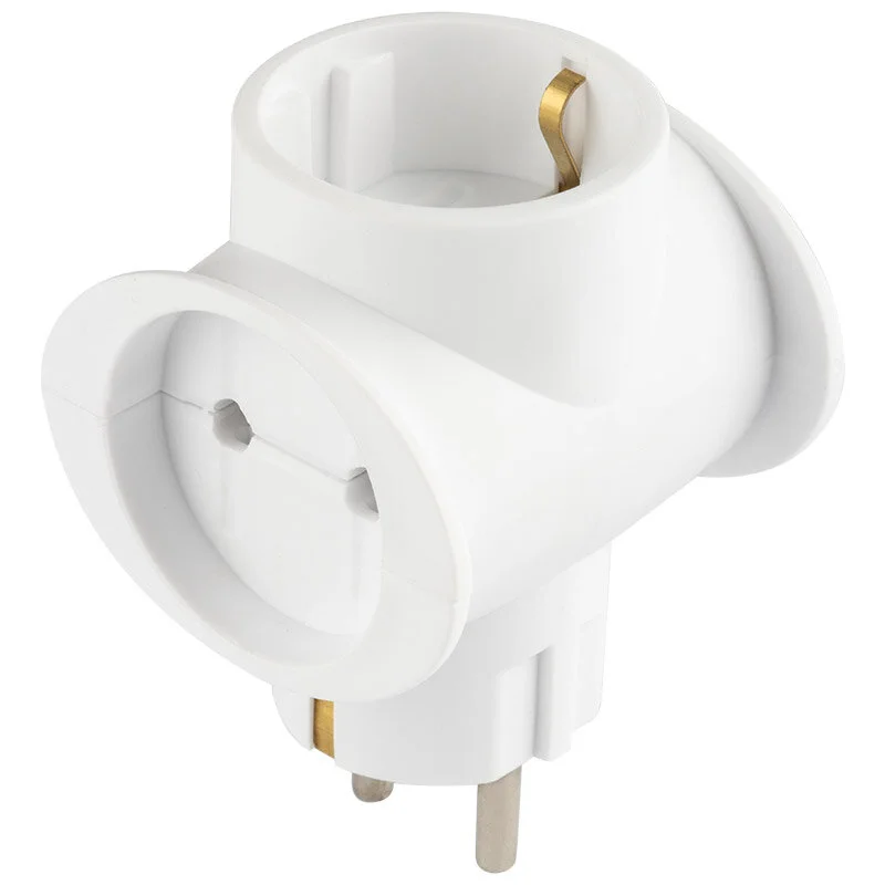 Mallony Разветвитель-тройник сетевой ТС-3 Викей 1 гн. с/з, 2 гн. б/з.,16А, ТС-3У-1з, белый. 104955-SK