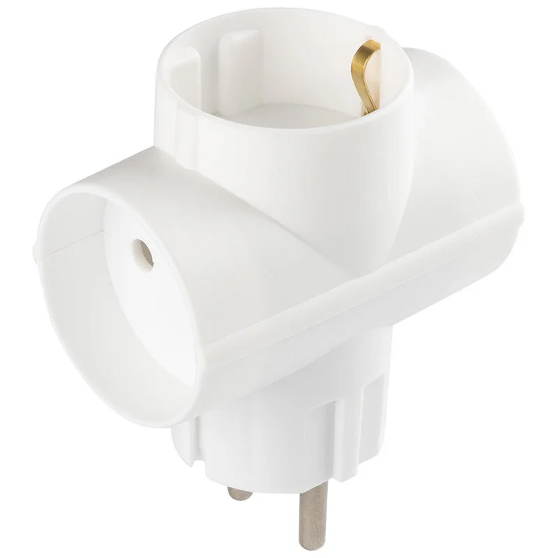 Mallony Тройник электрический ТС-3 Е Викей, 1 гн. с/з, 2 гн. б/з., 16А, ТС-3-1з, белый. 104954-SK