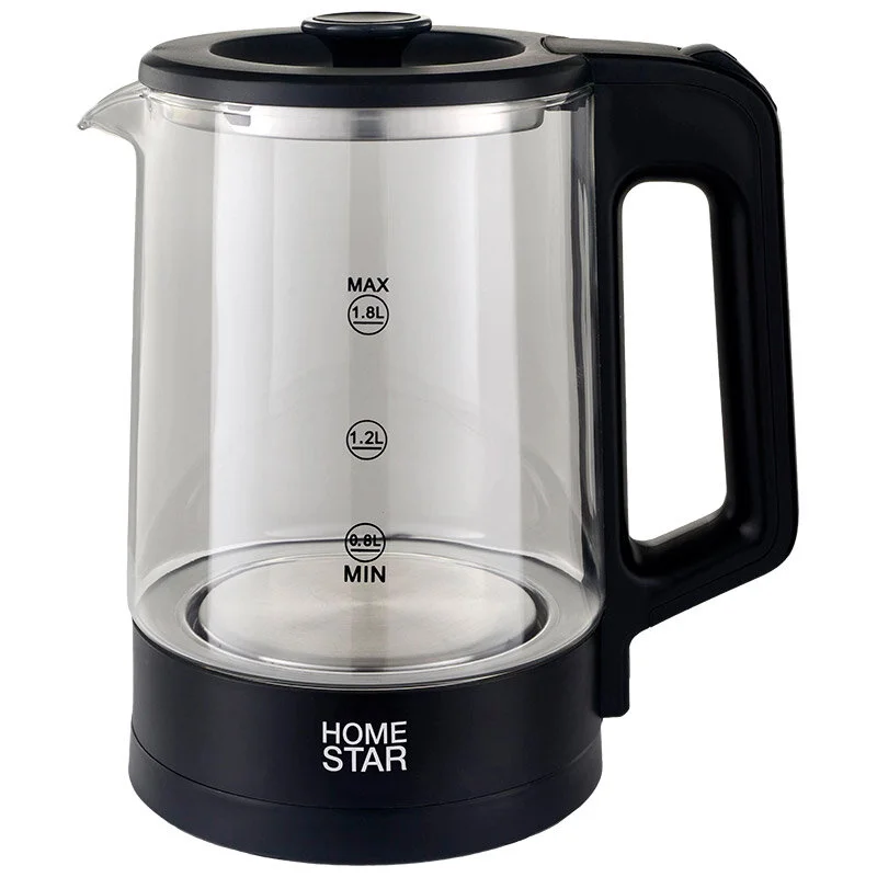 Homestar Чайник HS-1008 (1,8 л), стекло, черный. 107010-SK