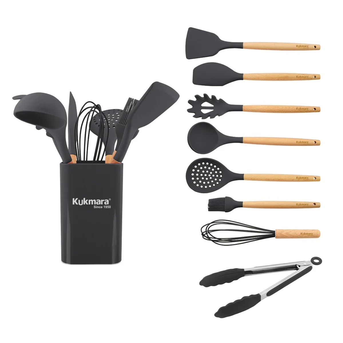 Kukmara Набор кухонных принадлежностей из силикона 9 предметов Grey kuk-04/09011101