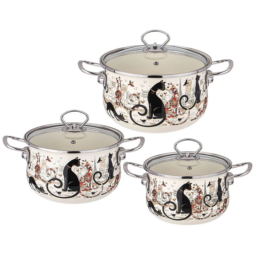 Lefard Набор Кастрюль Agness Эмалированных Серия Парижские Коты, 6пр. 934-715