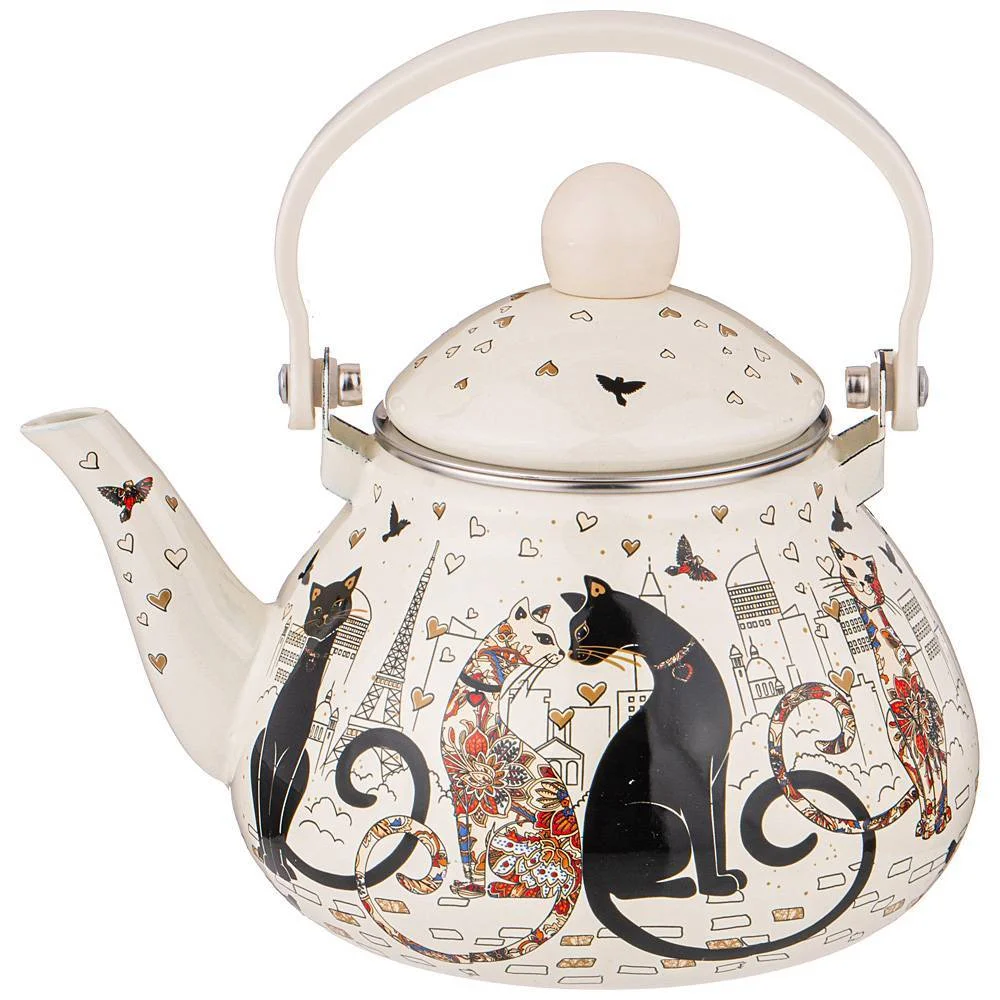 Lefard Чайник Agness Эмалированный Со Съемным Фильтром Из Нжс, Серия"парижские Коты" 1,3 Л.. 934-390