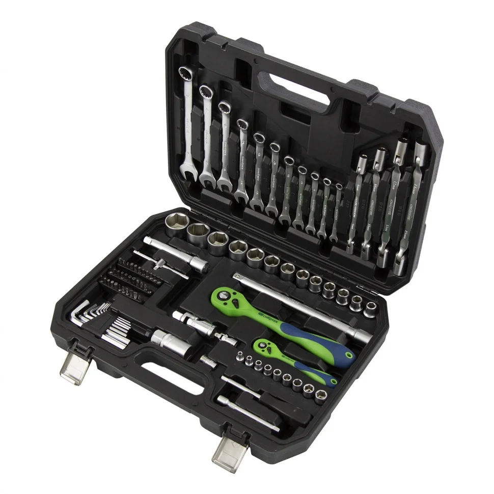 Сибртех Набор инструментов 89 предметов, CrV 1/2", 1/4" 13529