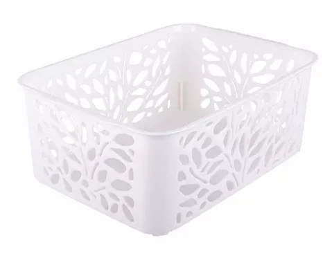 Полимербыт Корзина 4л LEAVES МОЛОЧНЫЙ 258*186*100 мм 44800