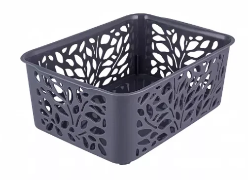 Полимербыт Корзина 4л LEAVES СЕРЫЙ 258*186*100 мм 44801