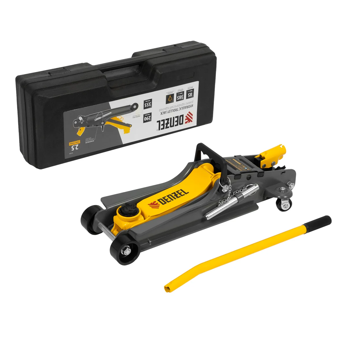 Denzel Домкрат подкатной с фиксатором 2,5 т 51233