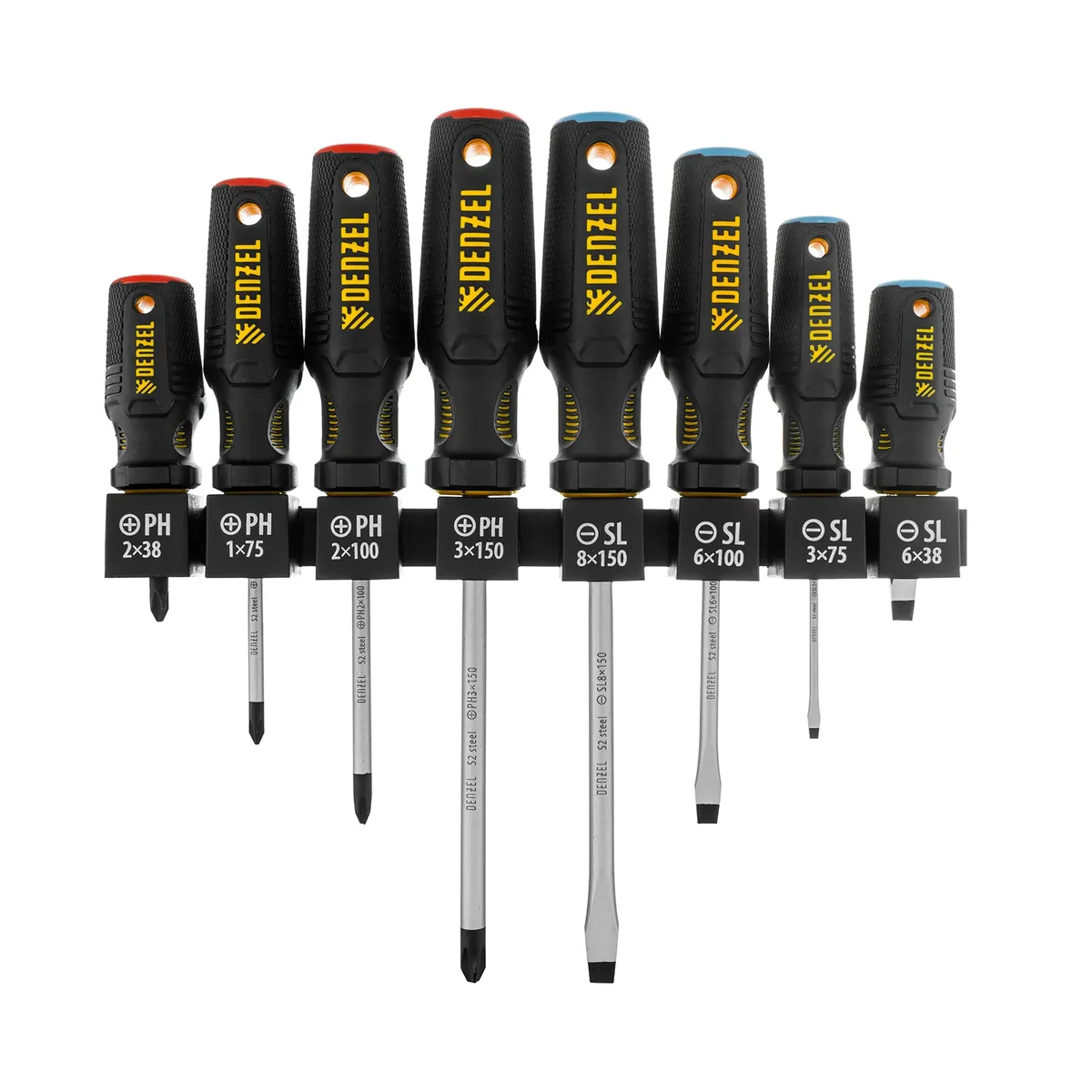 Denzel Набор отверток 8 шт., PH+SL, S2, 3к рукоятка 122137