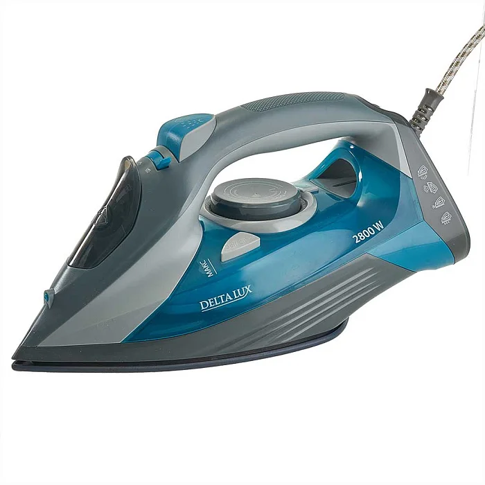 DELTA LUX Утюг электрический DE-3002 серый с бирюзовым