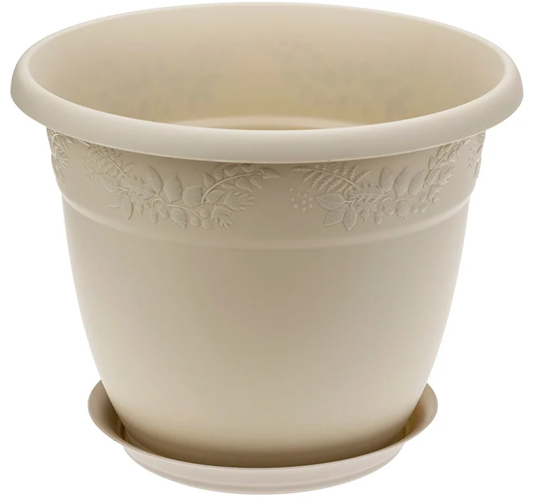 М-ПЛАСТИКА Кашпо РЯБИНА D280мм, 7,5л с поддоном М 3057 латте