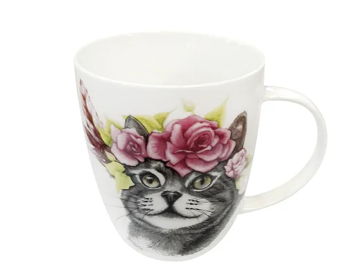 КОРАЛЛ Кружка 420мл. Cat in flowers JS23015