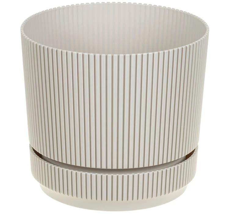 М-ПЛАСТИКА Кашпо СТРИП D200мм 3,9л с подставкой М 3248 кремовый
