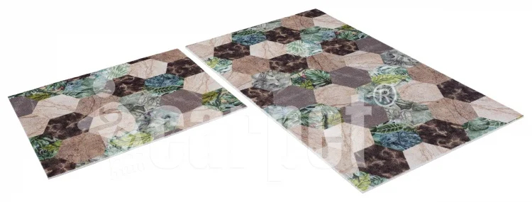 SHAHINTEX Набор ковриков вырезных icarpet print антискользящих (102) "Соты тропики" 60х100+60х50 00-00009713