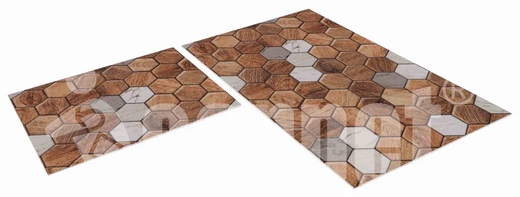 SHAHINTEX Набор ковриков вырезных icarpet print антискользящих (110) "Соты дерево с мрамором" 60х100+60х50 00-00011530