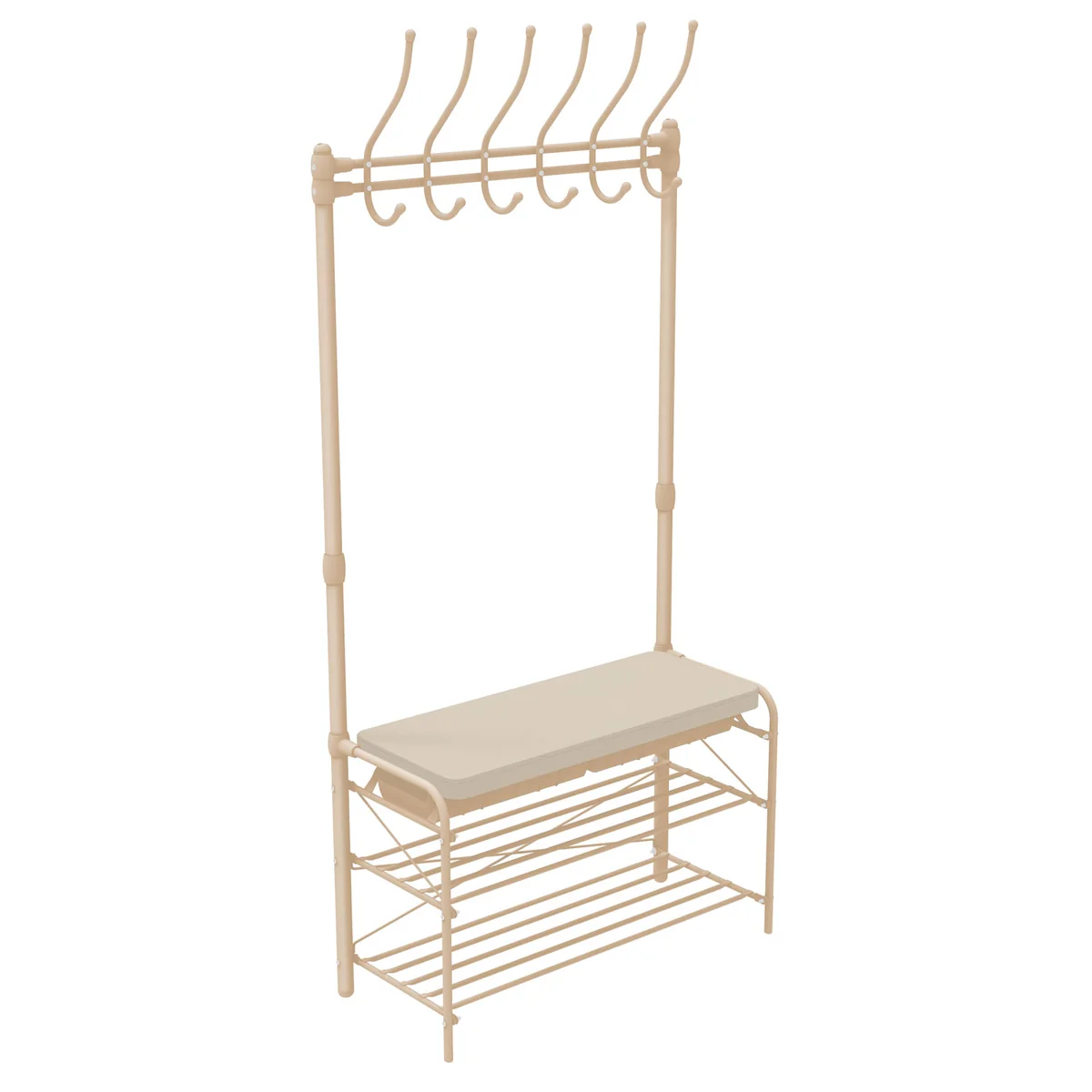 НИКА Вешалка напольная в прихожую ВПШ2/БМ-К слоновая кость/бежевый металлик