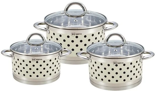 Rainstahl Набор кастрюль 6пр. (2,1л, 2,9л, 3,9л) RS\CW 1626-06 Cream