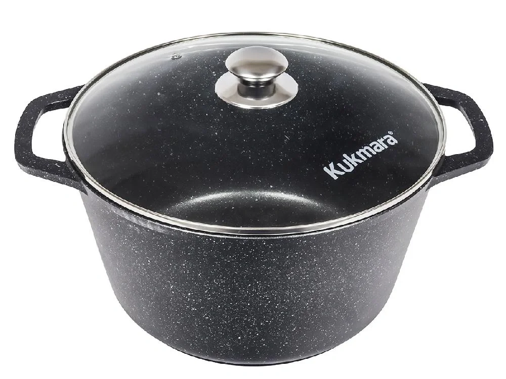 KUKMARA Кастрюля 8,5л со стекл. крышкой, АП ( темный мрамор) кмт852а