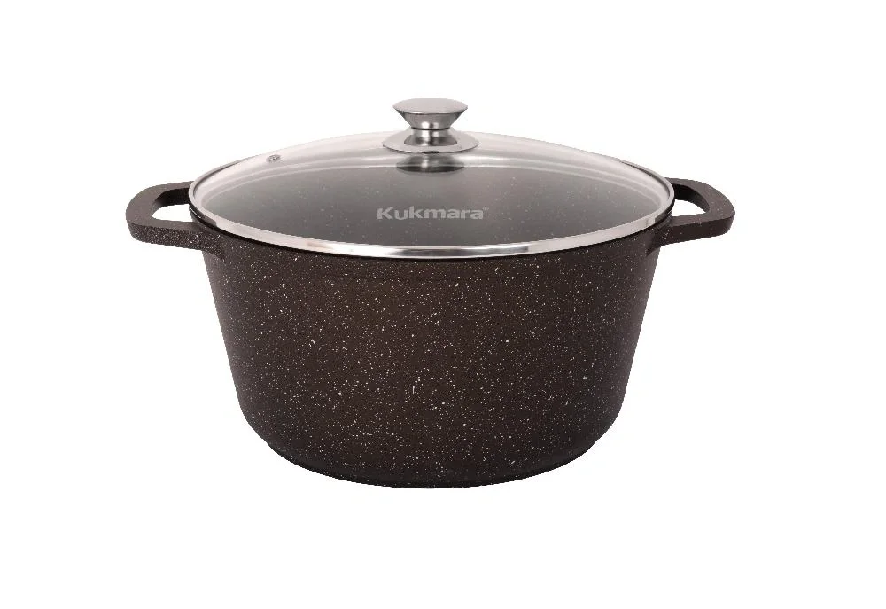KUKMARA Кастрюля 8,5л со стекл. крышкой, АП( кофейный мрамор) кмк852а