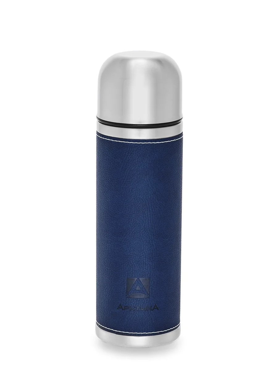 Арктика Термос 108-700-BL 700мл.в кожаной оплетке,синий