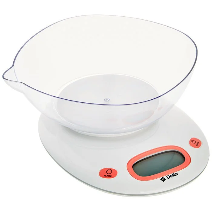 DELTA Весы кухонные KCE 34 белые с коралловым