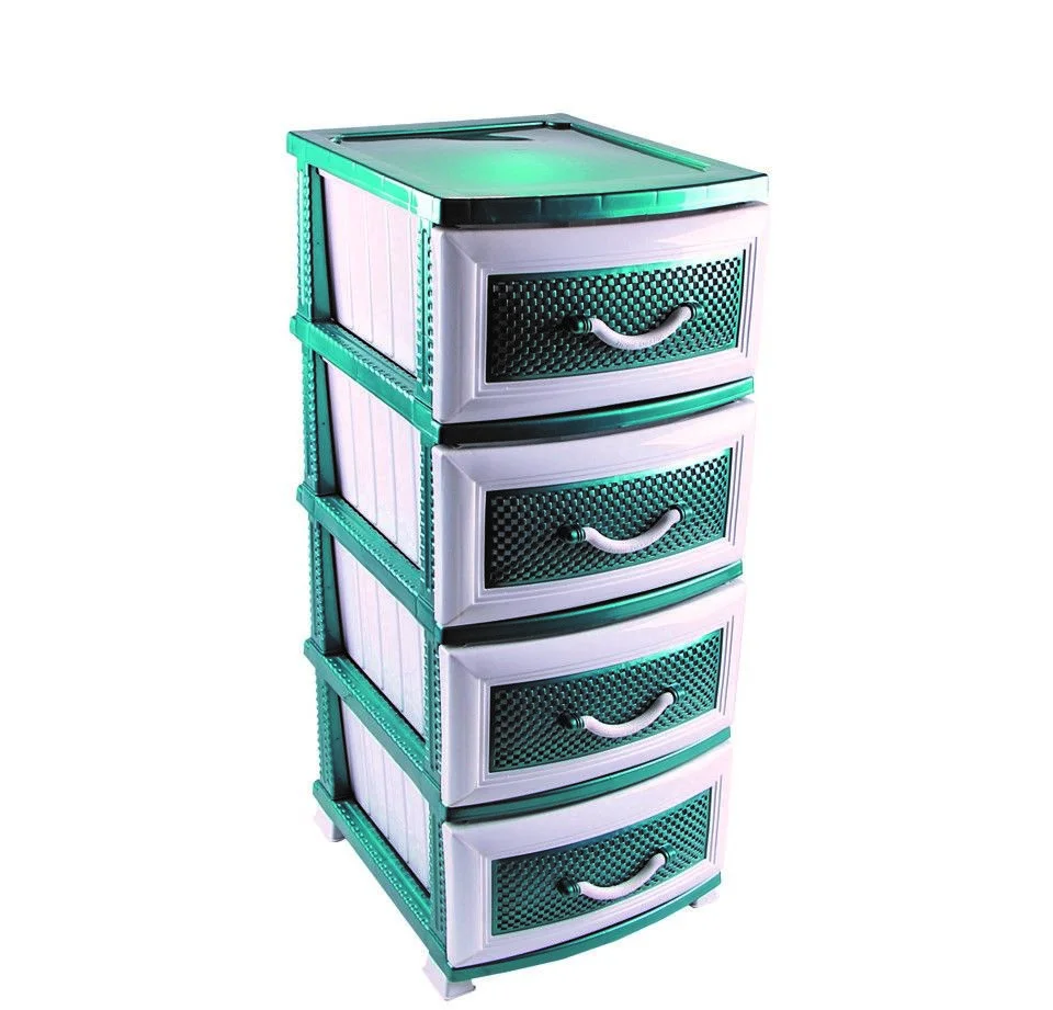 РОССПЛАСТ Комод 4 секции Дельфин бирюзовый РП-411